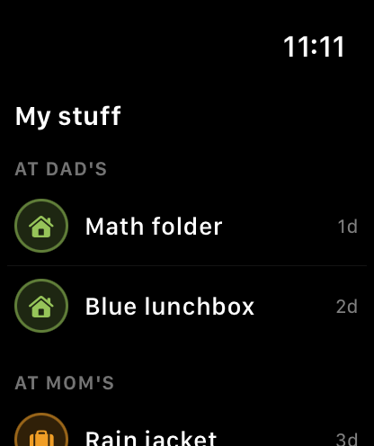 Watch items view